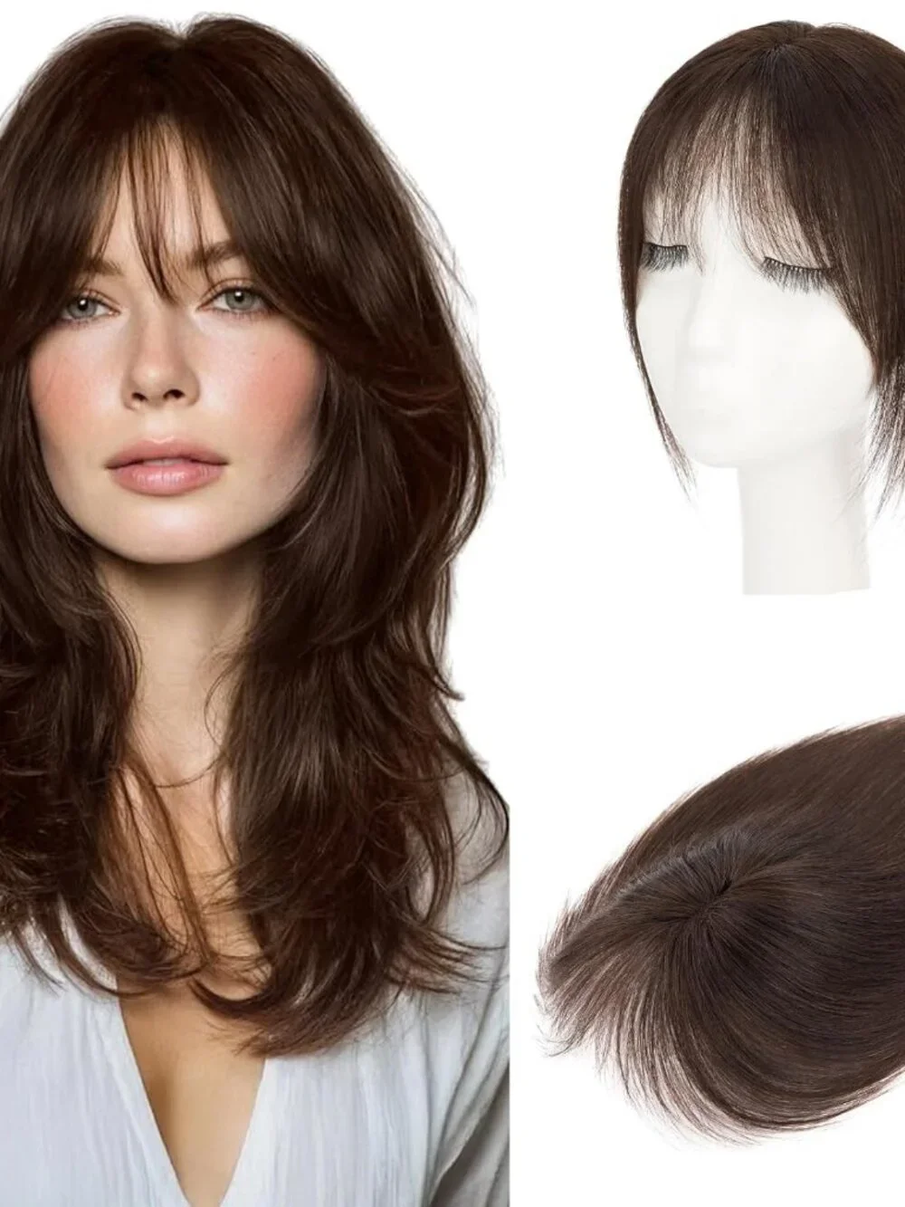 2 Tess - Human Hair Clip In Toppers #02 Dark Brown 10